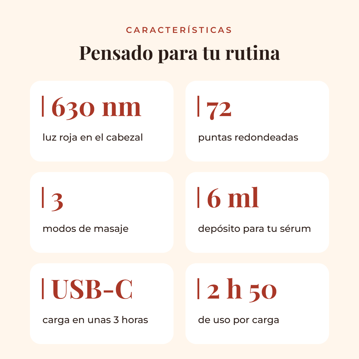 Características del masajeador capilar con luz roja
