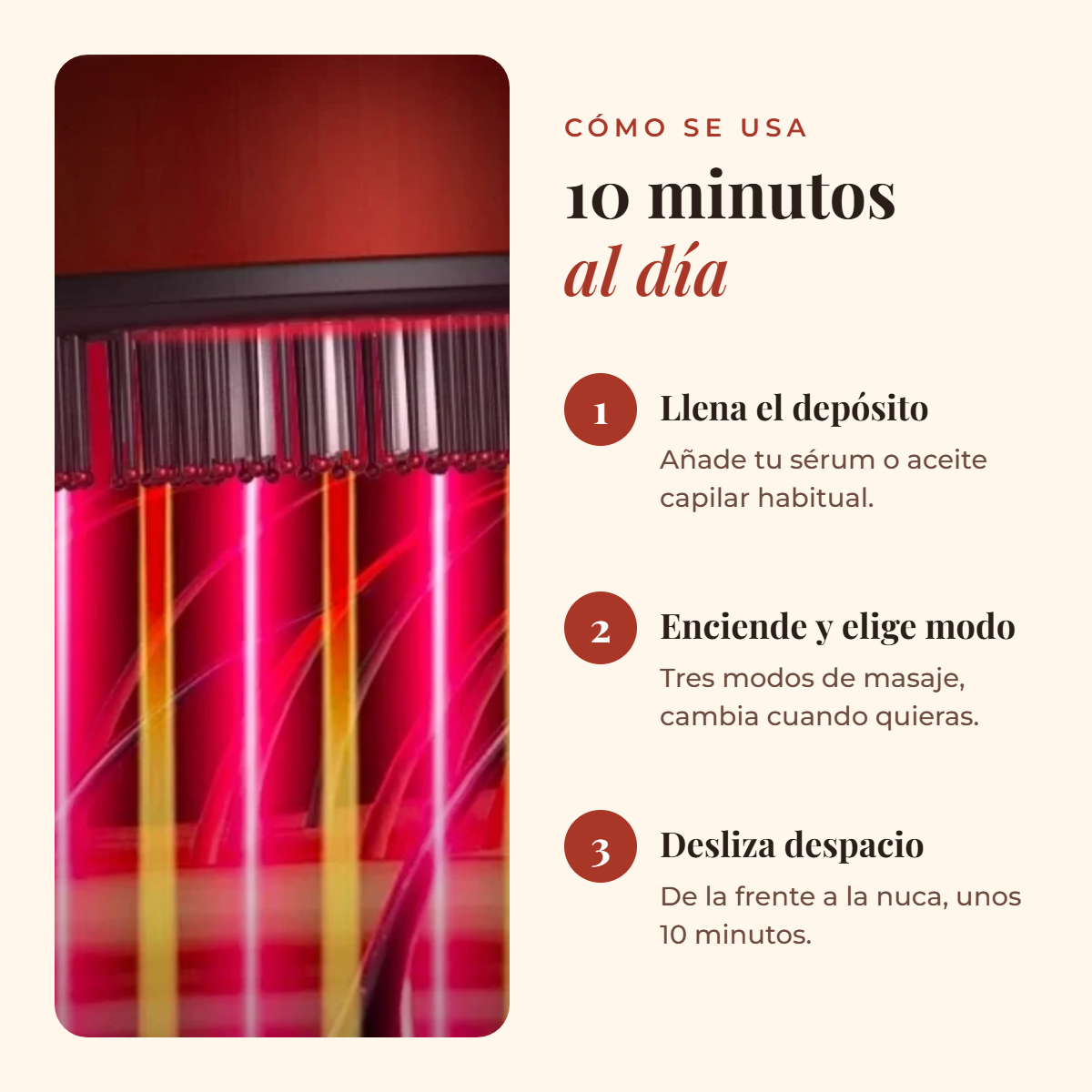 Cómo se usa el masajeador en 3 pasos