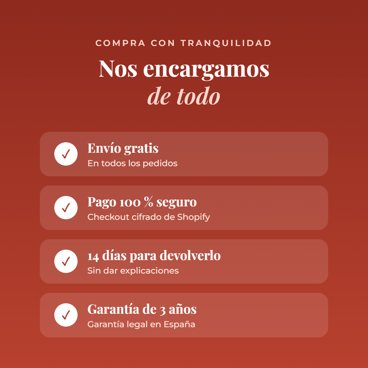 Envío gratis, pago seguro, 14 días de devolución y garantía