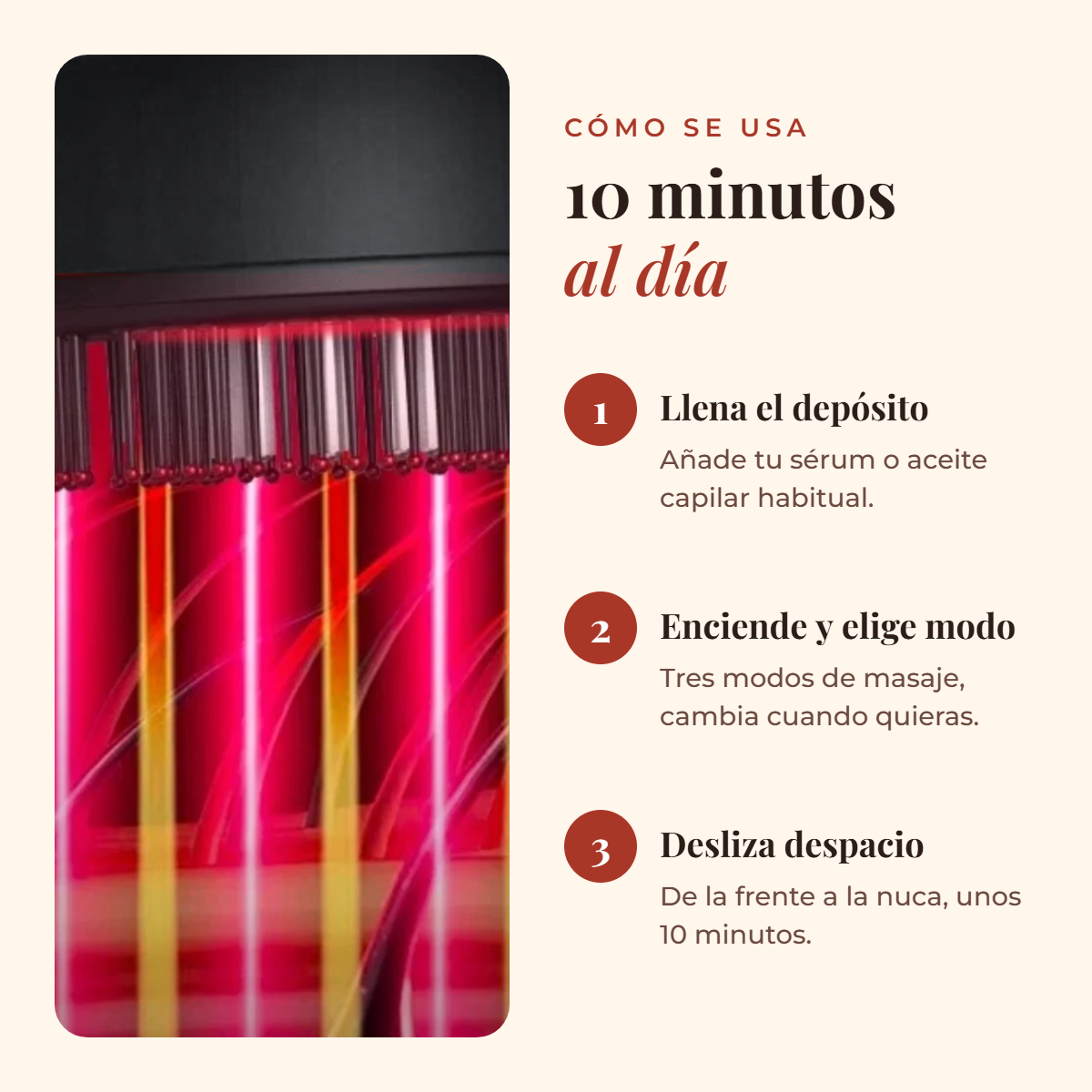 Cómo se usa el masajeador gris en 3 pasos