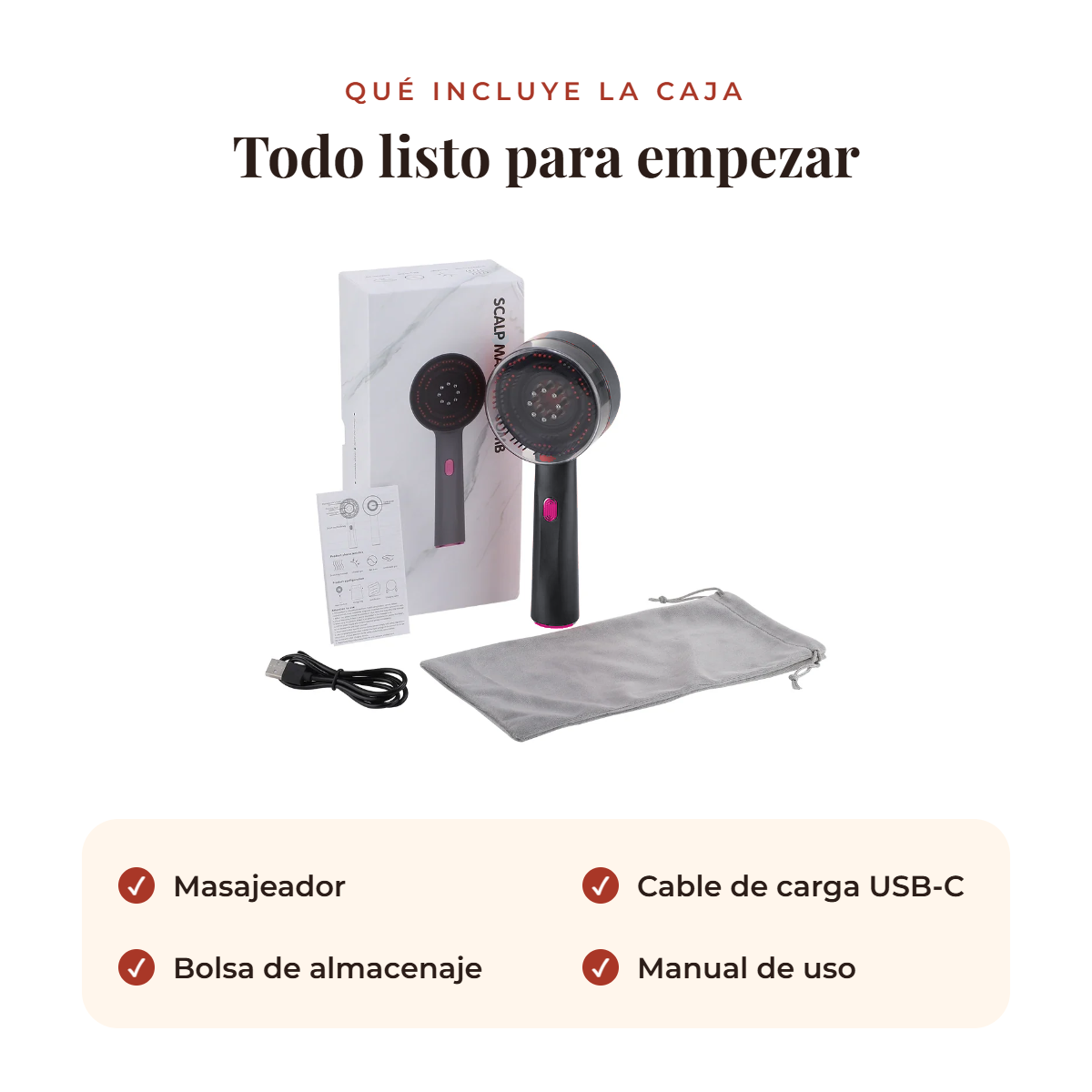 Qué incluye la caja del masajeador gris