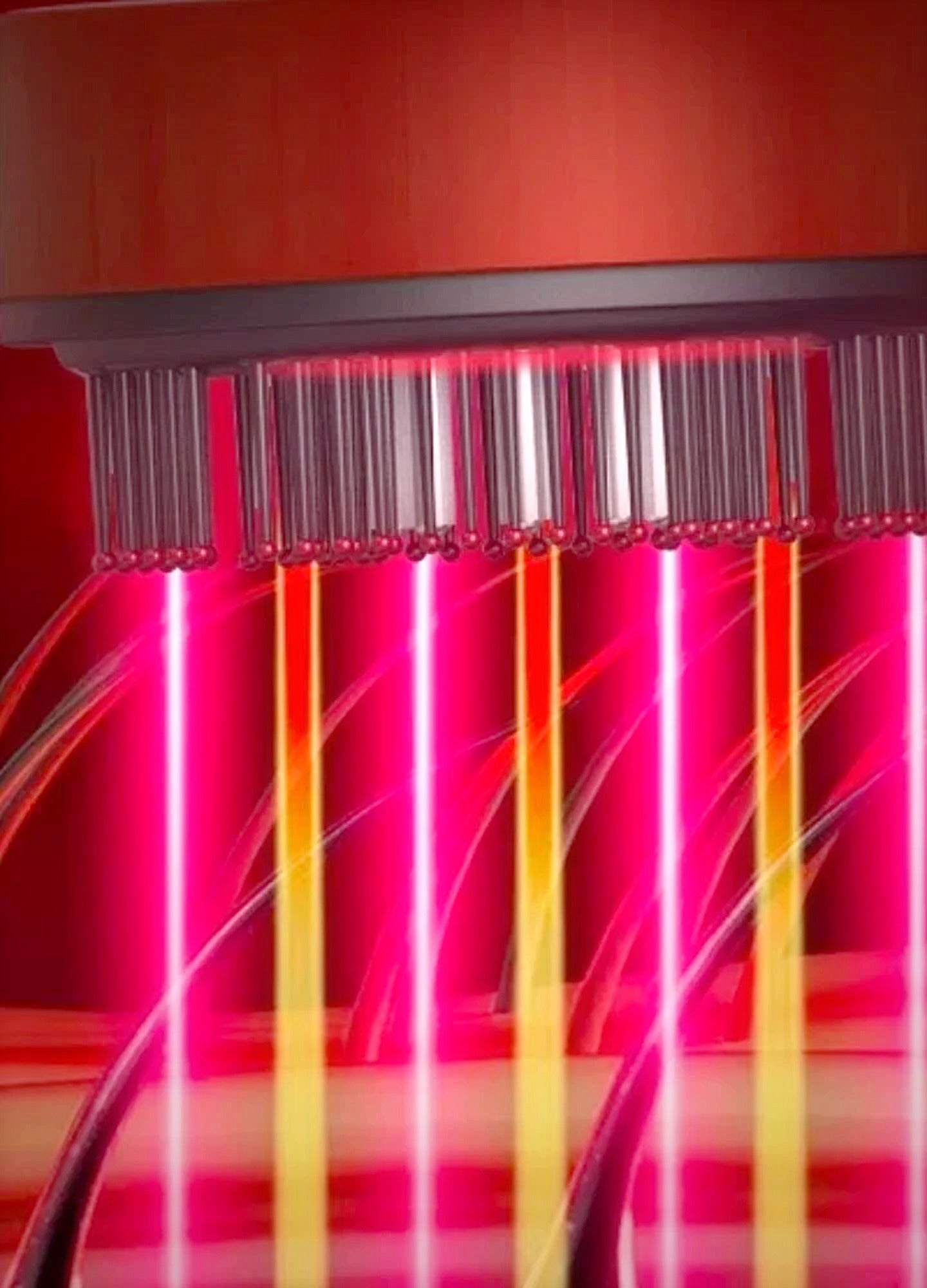 Detalle del cabezal con la luz roja encendida